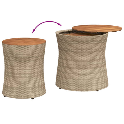 haveborde 2 stk. med træplade polyrattan beige