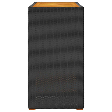 havebord med trætop 100x40x75 cm polyrattan sort