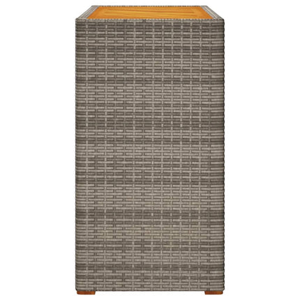 havebord med trætop 100x40x75 cm polyrattan grå