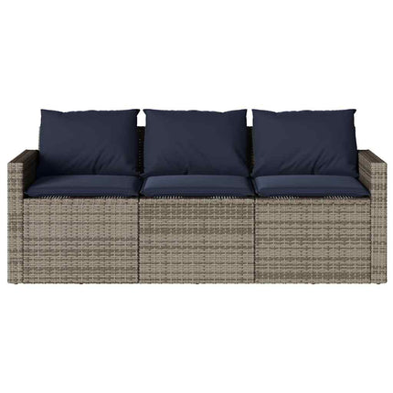 spisebordssæt til haven 2 dele med hynder polyrattan grå