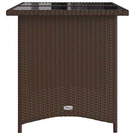 havebord med glastop 110x68x70 cm polyrattan brun