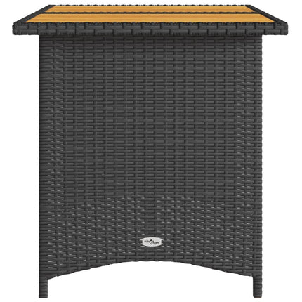 havebord med træplade 110x68x70 cm polyrattan sort