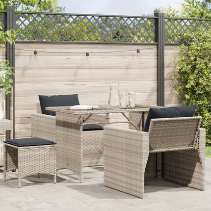 sofasæt til haven 4 dele med hynder polyrattan lysegrå