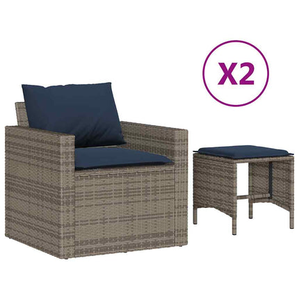 sofasæt til haven 4 dele med hynder polyrattan grå