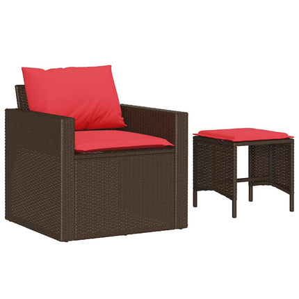 sofasæt til haven 4 dele med hynder polyrattan brun