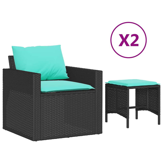 sofasæt til haven 4 dele med hynder polyrattan sort