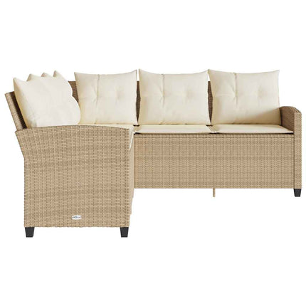 L-formet sofa med hynder polyrattan beige