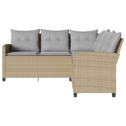 L-formet sofa med hynder polyrattan beige
