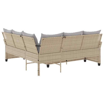 L-formet sofa med hynder polyrattan beige