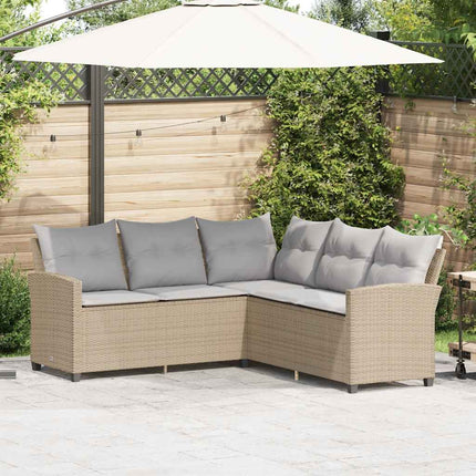 L-formet sofa med hynder polyrattan beige
