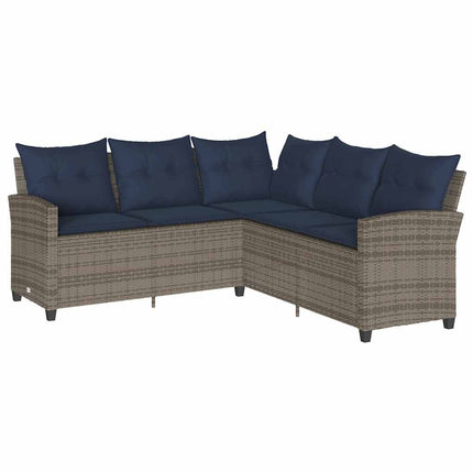 L-formet sofa med hynder polyrattan grå