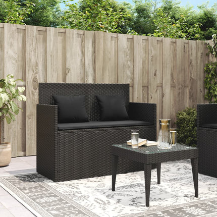 havebænk med hynder polyrattan sort