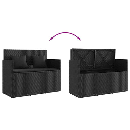 havebænk med hynder polyrattan sort
