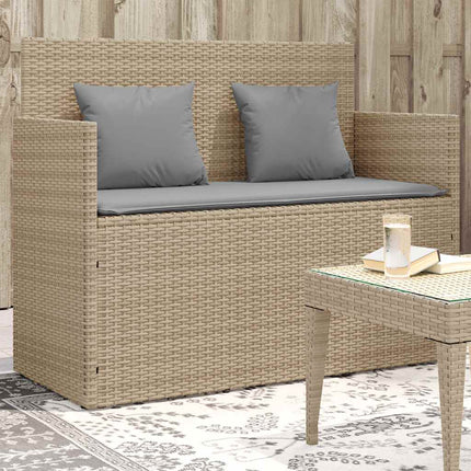 havebænk med hynder polyrattan beige