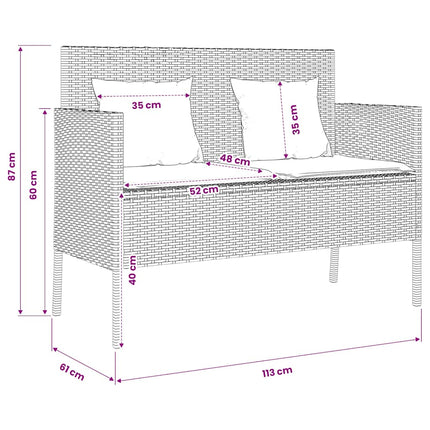 havebænk med hynder polyrattan beige
