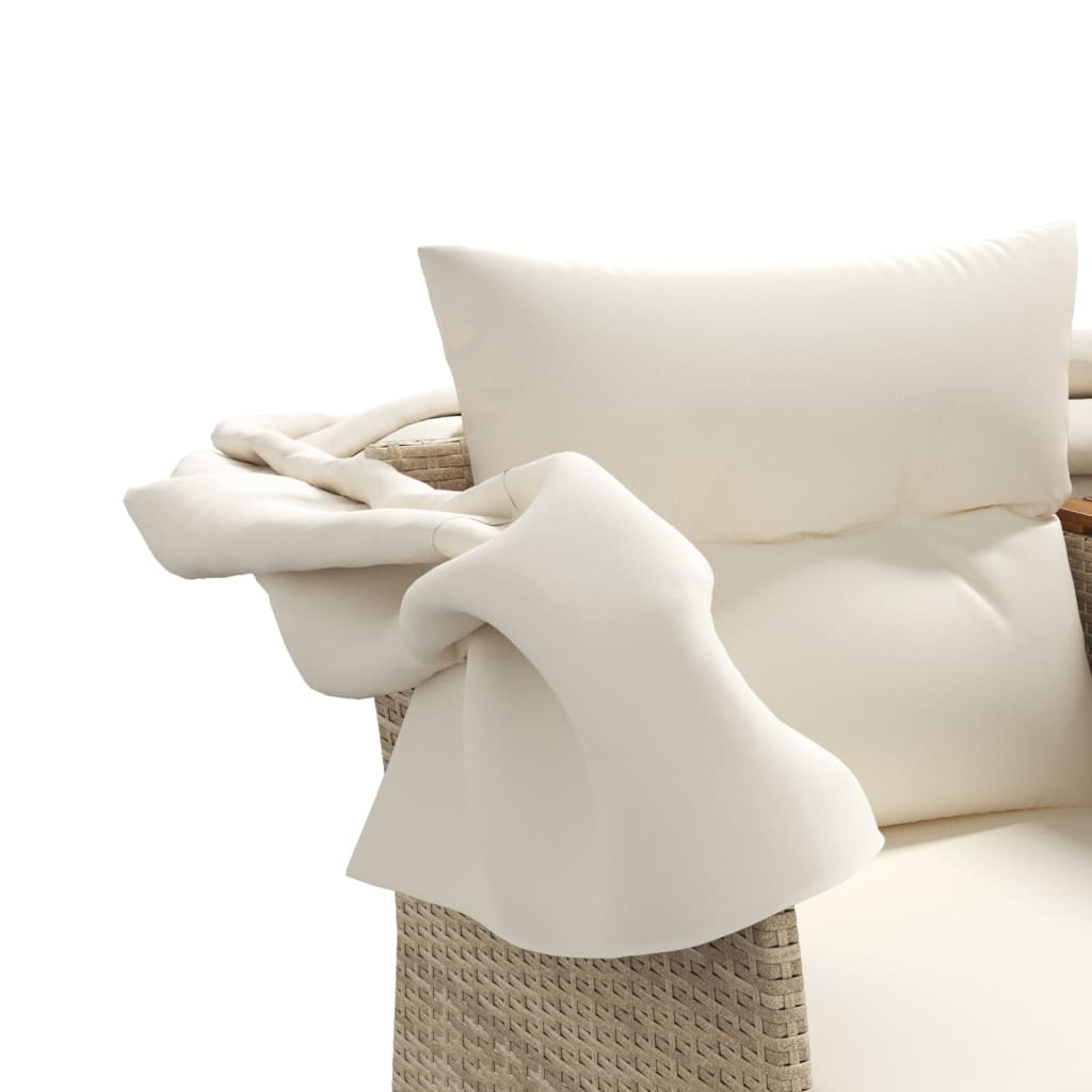 2-personers havesofa med baldakin og skamler polyrattan beige