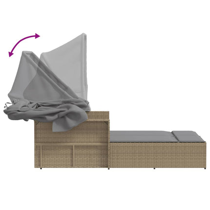 solseng med baldakin og hynder polyrattan beige