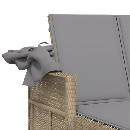 solseng med baldakin og hynder polyrattan beige