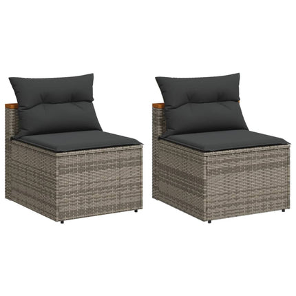 sofamoduler til haven 2 stk. med hynder polyrattan grå