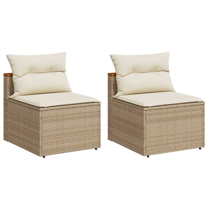 sofamoduler til haven 2 stk. med hynder polyrattan beige