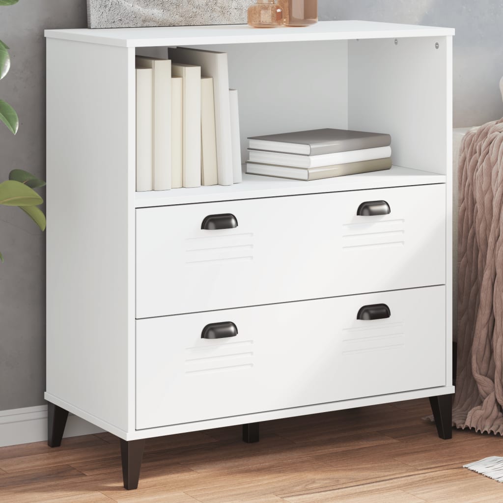 Bogskab VIKEN - reol med 2 skuffer, 80×40×90 cm, hvid