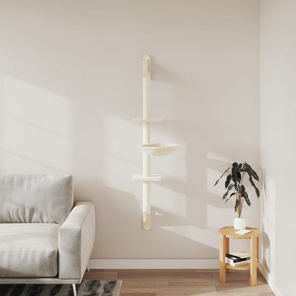 væghængt kradsetræ med kradsestolpe 142,5 cm cremefarvet