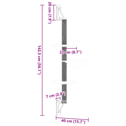 væghængt kradsetræ med kradsestolpe 142,5 cm mørkegrå