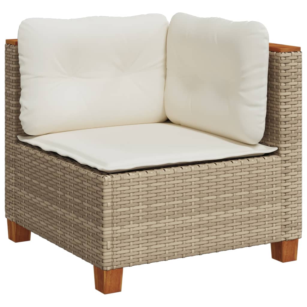 hjørnemodul til havesofa med hynder polyrattan beige