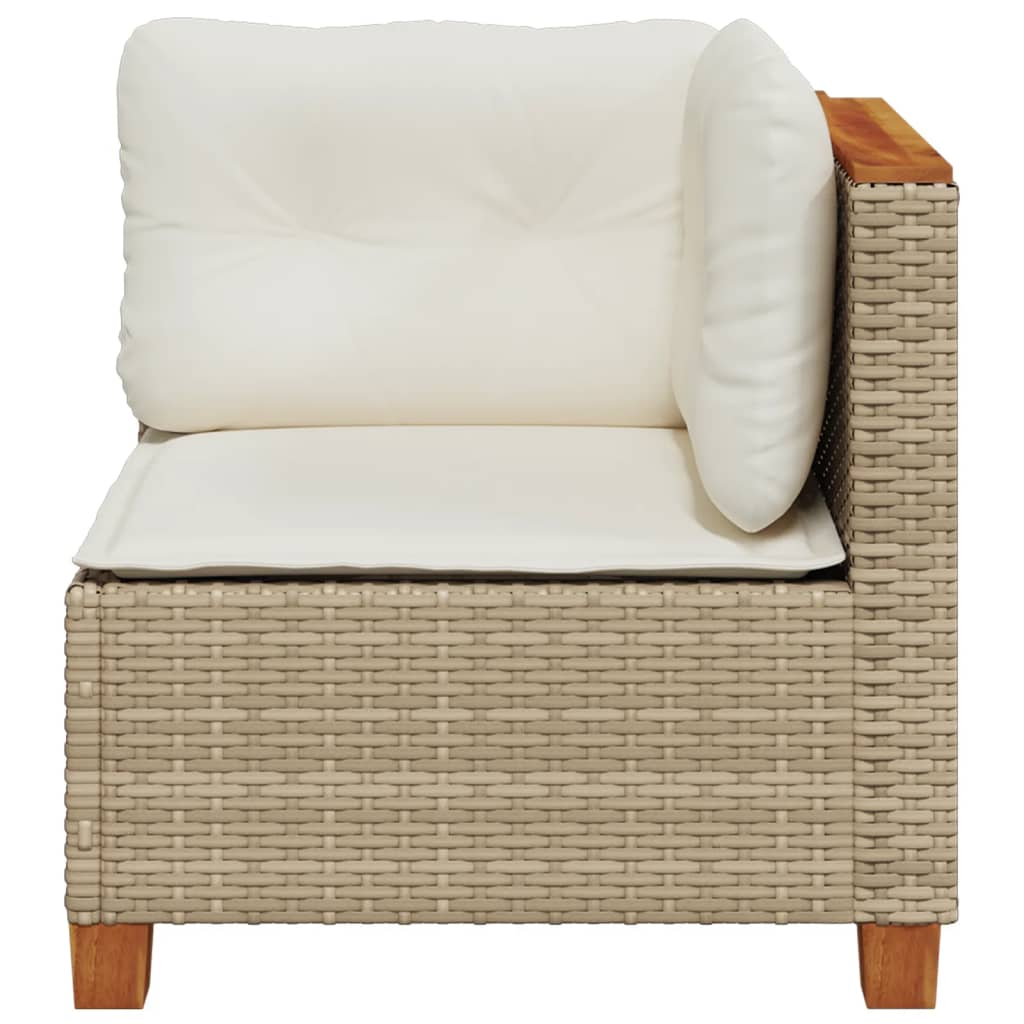 hjørnemodul til havesofa med hynder polyrattan beige