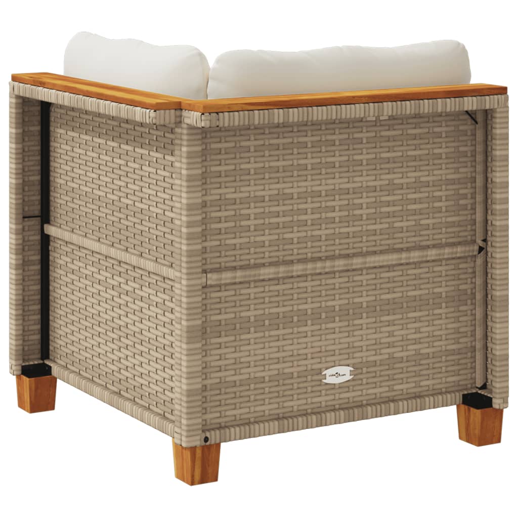 hjørnemodul til havesofa med hynder polyrattan beige