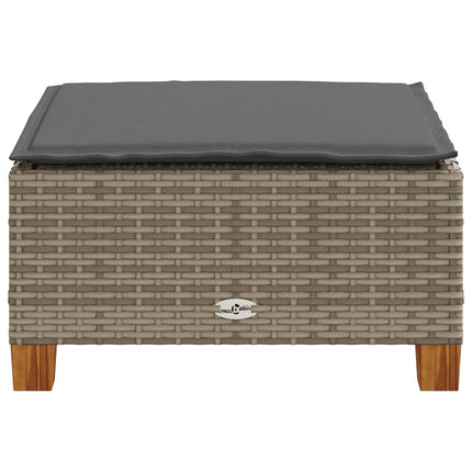 haveskammel med hynde 63,5x56x32 cm polyrattan grå