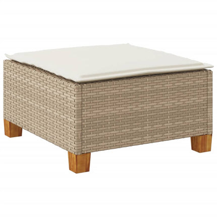 haveskammel med hynde 63,5x56x32 cm polyrattan beige