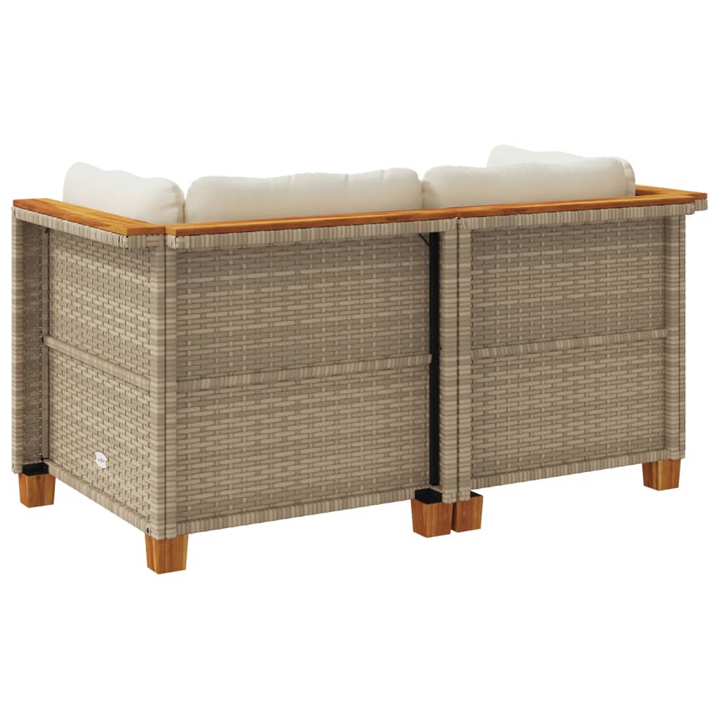 hjørnemoduler til havesofa 2 stk. med hynder polyrattan beige