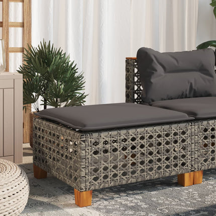 haveskammel med hynde 63,5x56x32 cm polyrattan grå