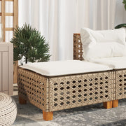 haveskammel med hynde 63,5x56x32 cm polyrattan beige