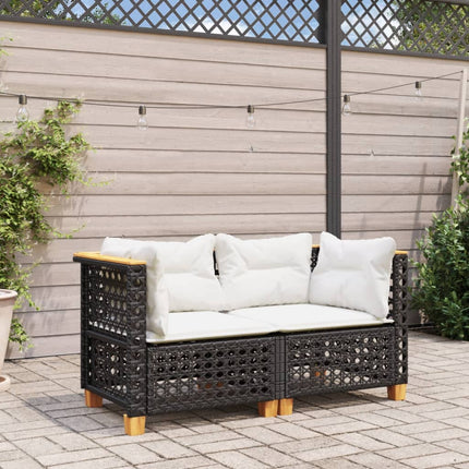 hjørnemoduler til havesofa 2 stk. med hynder polyrattan sort