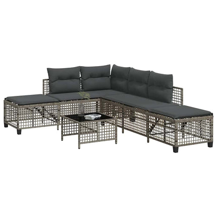 hjørnesofasæt til haven 3 dele med hynder polyrattan grå