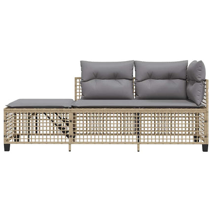 hjørnesofasæt til haven 3 dele med hynder polyrattan beige