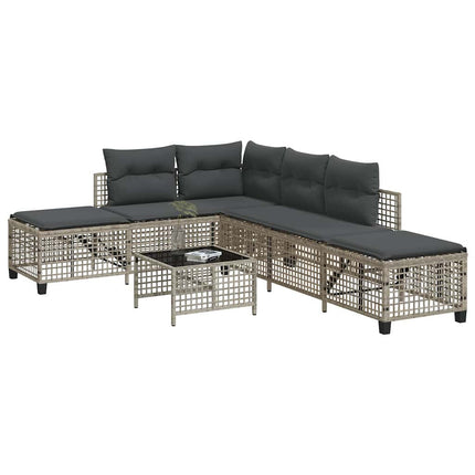 hjørnesofasæt til haven 3 dele med hynder polyrattan lysegrå