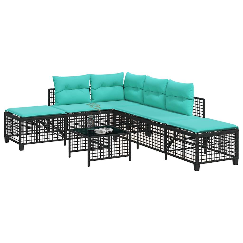 3-delt hjrnehavesofast med hynder sort polyrattan