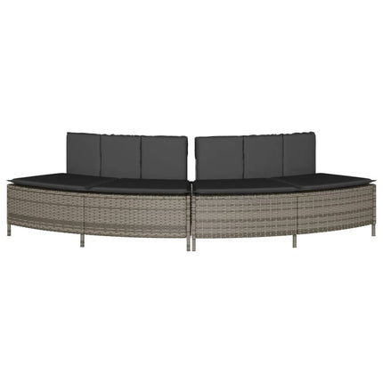 spabænke med hynder 2 stk. polyrattan grå