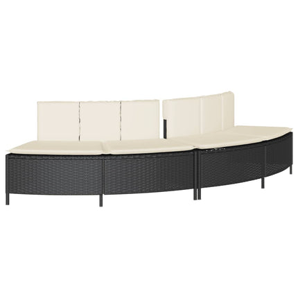 spabænke med hynder 2 stk. polyrattan sort