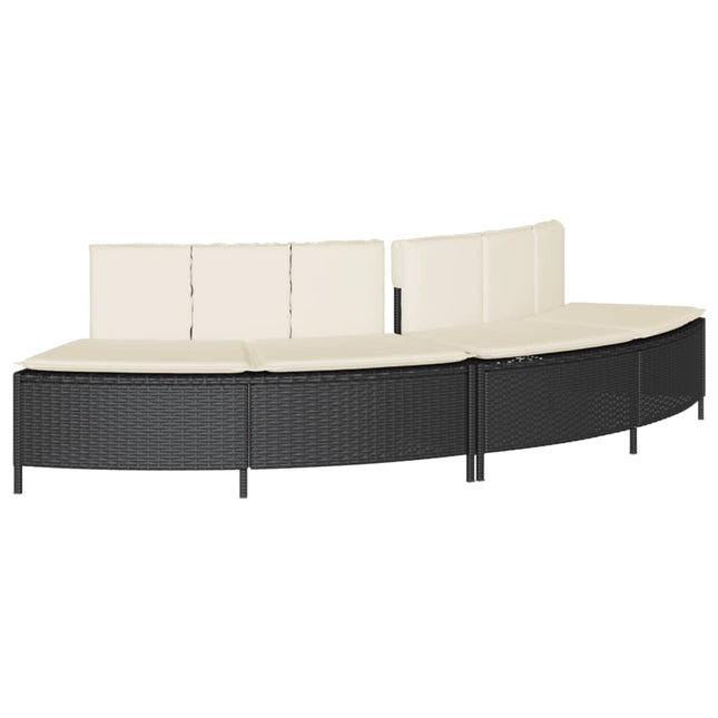 spabænke med hynder 2 stk. polyrattan sort