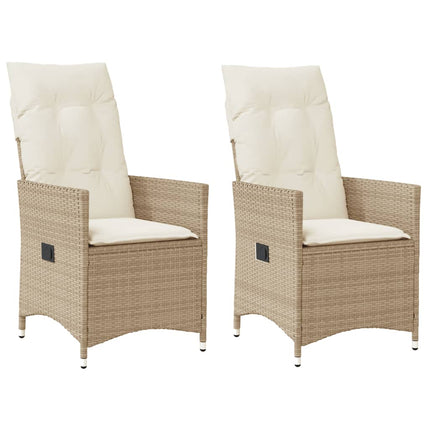 havestole 2 stk. med lænefunktion og hynder polyrattan beige