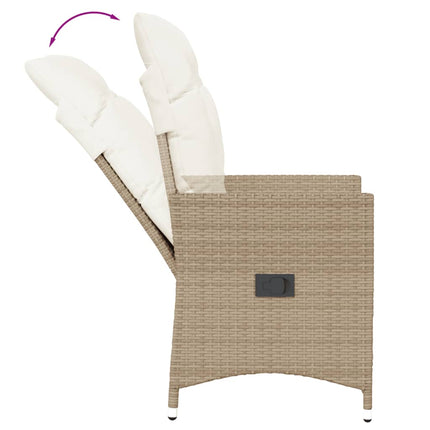 havestole 2 stk. med lænefunktion og hynder polyrattan beige