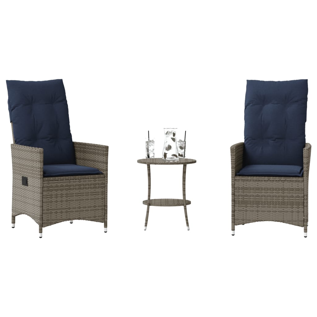 3-delt bistrost med hynder gr polyrattan
