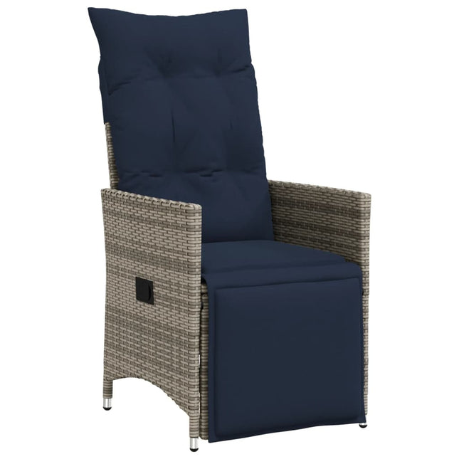 havestol med hynder grå polyrattan
