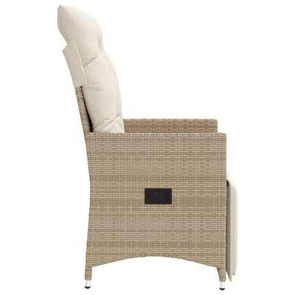 havestole 2 stk. med lænefunktion og hynder polyrattan beige