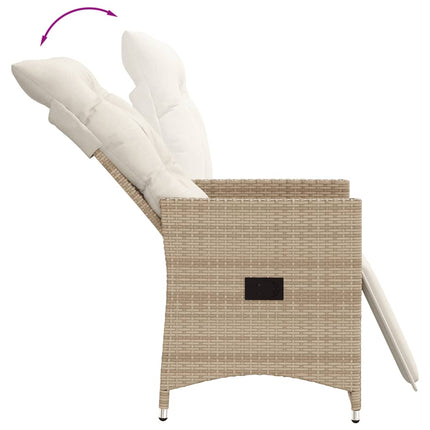 bistrosæt til haven 3 dele med hynder polyrattan beige
