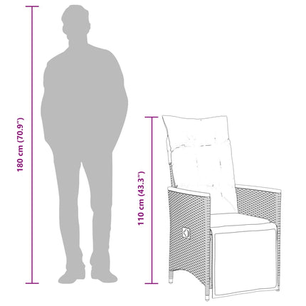 bistrosæt til haven 3 dele med hynder polyrattan grå
